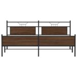vidaXL Kovový posteľný rám bez matraca hnedý dub 193x200 cm – Obrázok 6