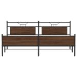 vidaXL Kovový posteľný rám bez matraca hnedý dub 200x200 cm – Obrázok 6