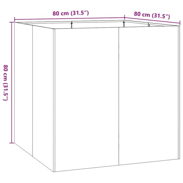 vidaXL Kvetináč, hrdzavý 80x80x80 cm, cortenová oceľ – Obrázok 10