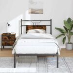 vidaXL Posteľný rám bez matraca dymový dub 80x200 cm kompozitné drevo