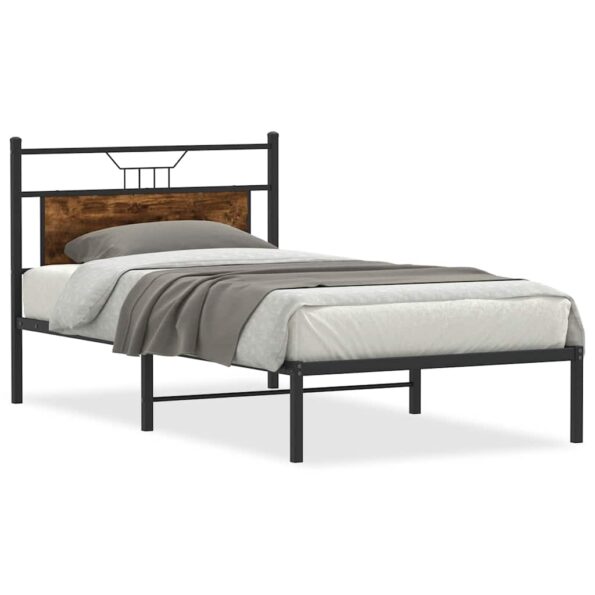 vidaXL Posteľný rám bez matraca dymový dub 100x190 cm kompozitné drevo – Obrázok 2