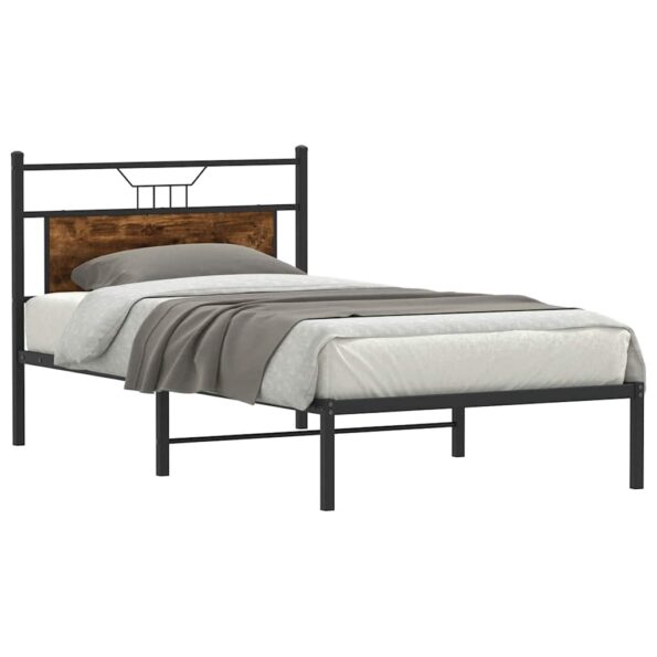 vidaXL Posteľný rám bez matraca dymový dub 100x190 cm kompozitné drevo – Obrázok 3