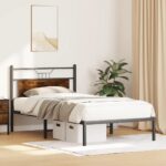 vidaXL Posteľný rám bez matraca dymový dub 100x190 cm kompozitné drevo – Obrázok 4