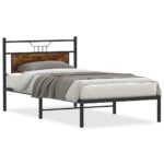 vidaXL Posteľný rám bez matraca dymový dub 100x200 cm kompozitné drevo – Obrázok 2