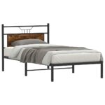 vidaXL Posteľný rám bez matraca dymový dub 100x200 cm kompozitné drevo – Obrázok 3