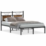 vidaXL Posteľný rám bez matraca dymový dub 120x190 cm borovicový masív – Obrázok 2