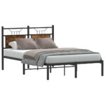 vidaXL Posteľný rám bez matraca dymový dub 120x190 cm borovicový masív – Obrázok 3