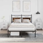 vidaXL Posteľný rám bez matraca dymový dub 120x200 cm kompozitné drevo