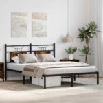 vidaXL Posteľný rám bez matraca dymový dub 140x190 cm kompozitné drevo – Obrázok 4