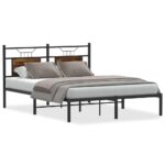 vidaXL Posteľný rám bez matraca dymový dub 140x200 cm kompozitné drevo – Obrázok 2