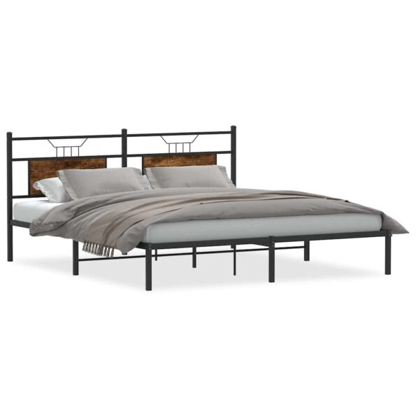 vidaXL Posteľný rám bez matraca dymový dub 160x200 cm kompozitné drevo – Obrázok 2