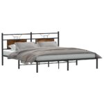 vidaXL Posteľný rám bez matraca dymový dub 160x200 cm kompozitné drevo – Obrázok 3