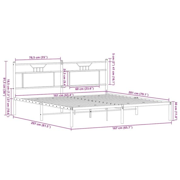 vidaXL Posteľný rám bez matraca dymový dub 160x200 cm kompozitné drevo – Obrázok 11