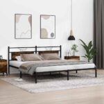 vidaXL Posteľný rám bez matraca dymový dub 193x203 cm kompozitné drevo – Obrázok 4