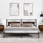 vidaXL Posteľný rám bez matraca dymový dub 193x203 cm kompozitné drevo