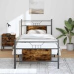 vidaXL Posteľný rám bez matraca dymový dub 75x190 cm kompozitné drevo