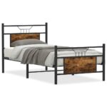 vidaXL Posteľný rám bez matraca dymový dub 90x190 cm kompozitné drevo – Obrázok 2