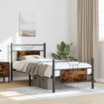 vidaXL Posteľný rám bez matraca dymový dub 90x190 cm kompozitné drevo – Obrázok 4