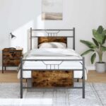 vidaXL Posteľný rám bez matraca dymový dub 90x190 cm kompozitné drevo