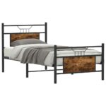 vidaXL Posteľný rám bez matraca dymový dub 90x200 cm kompozitné drevo – Obrázok 3