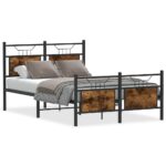 vidaXL Posteľný rám bez matraca dymový dub 120x200 cm kompozitné drevo – Obrázok 2