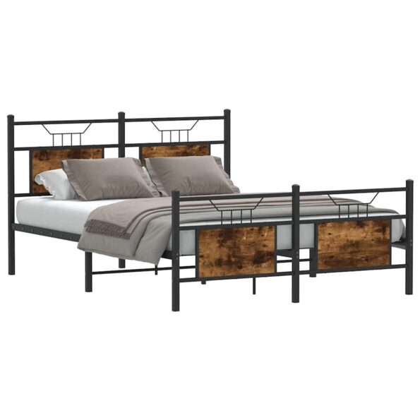 vidaXL Posteľný rám bez matraca dymový dub 137x190 cm kompozitné drevo – Obrázok 3