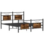 vidaXL Posteľný rám bez matraca dymový dub 137x190 cm kompozitné drevo – Obrázok 5