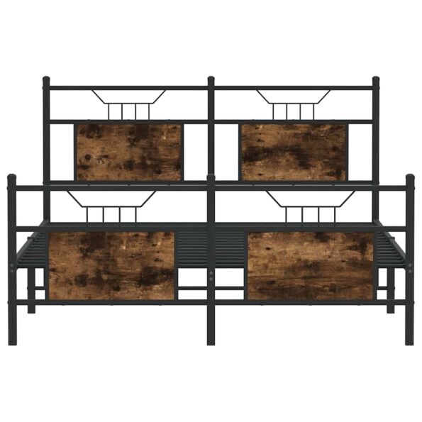 vidaXL Posteľný rám bez matraca dymový dub 137x190 cm kompozitné drevo – Obrázok 6