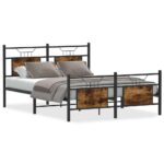 vidaXL Posteľný rám bez matraca dymový dub 140x190 cm kompozitné drevo – Obrázok 2