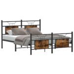 vidaXL Posteľný rám bez matraca dymový dub 140x190 cm kompozitné drevo – Obrázok 3