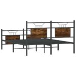 vidaXL Posteľný rám bez matraca dymový dub 140x190 cm kompozitné drevo – Obrázok 8