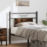 vidaXL Čelo postele, tmavý dub 80 cm, kompozitné drevo a oceľ – Obrázok 3