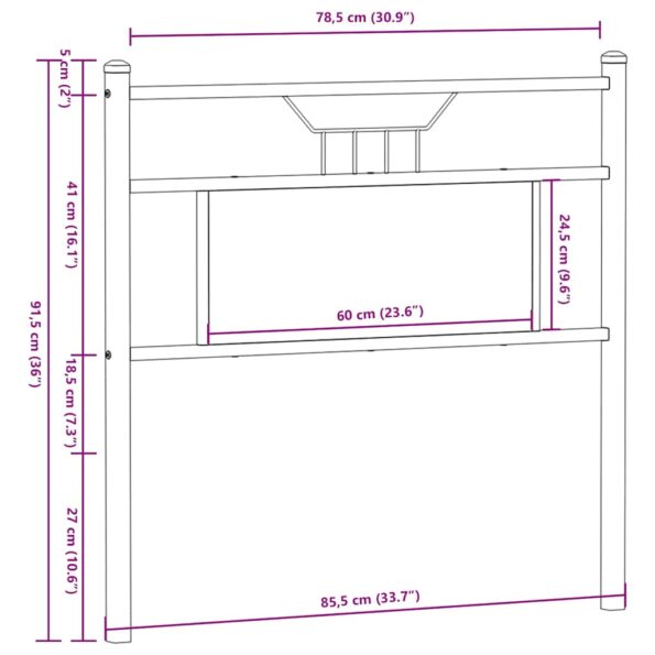 VXL8721158680013_g_en_hd_6.jpg vidaXL Čelo postele, tmavý dub 80 cm, kompozitné drevo a oceľ – Obrázok 8