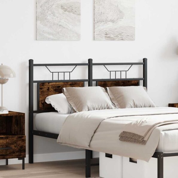 vidaXL Čelo postele, tmavý dub 120 cm, kompozitné drevo a oceľ – Obrázok 3