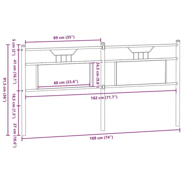 VXL8721158680105_g_en_hd_6.jpg vidaXL Čelo postele, tmavý dub 180 cm, kompozitné drevo a oceľ – Obrázok 8