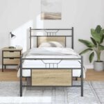 vidaXL Posteľný rám bez matraca dub sonoma 90x190 cm kompozitné drevo – Obrázok 4