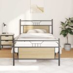 vidaXL Posteľný rám bez matraca dub sonoma 107x203 cm kompozitné drevo – Obrázok 4