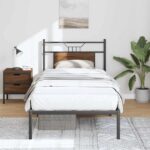 vidaXL Posteľný rám bez matraca hnedý dub 90x190 cm kompozitné drevo – Obrázok 4