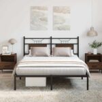 vidaXL Posteľný rám bez matraca hnedý dub 140x200 cm kompozitné drevo – Obrázok 4