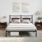 vidaXL Posteľný rám bez matraca hnedý dub 150x200 cm kompozitné drevo – Obrázok 4