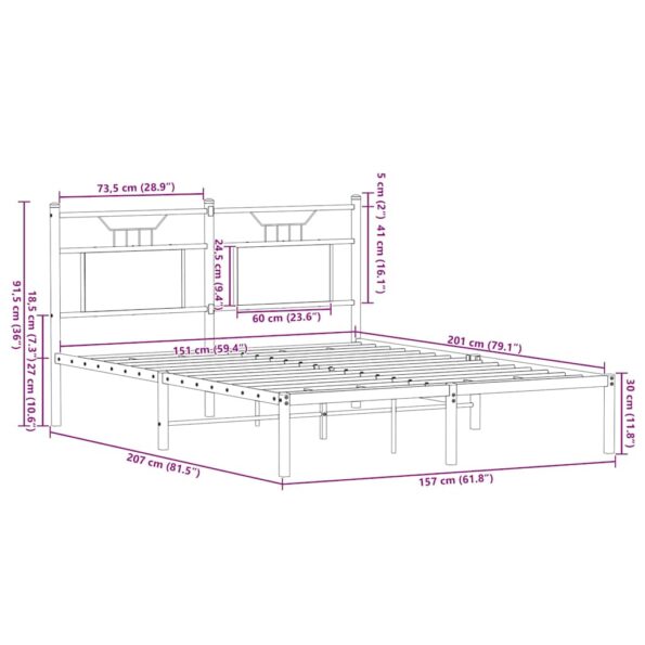 vidaXL Posteľný rám bez matraca hnedý dub 150x200 cm kompozitné drevo – Obrázok 11