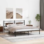vidaXL Posteľný rám bez matraca hnedý dub 160x200 cm kompozitné drevo – Obrázok 5