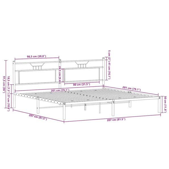 VidaXL Rám postele bez matraca Dub hnedý 200x200 cm Konštrukcia dreva – Obrázok 11