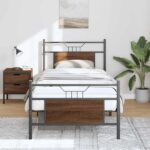 vidaXL Posteľný rám bez matraca hnedý dub 90x200 cm kompozitné drevo – Obrázok 4