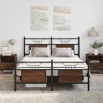vidaXL Posteľný rám bez matraca hnedý dub 137x190 cm kompozitné drevo – Obrázok 4