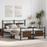 vidaXL Posteľný rám bez matraca hnedý dub 137x190 cm kompozitné drevo – Obrázok 5