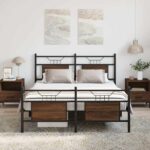 vidaXL Posteľný rám bez matraca hnedý dub 140x200 cm kompozitné drevo – Obrázok 4