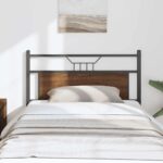 vidaXL Čelo postele, hnedý dub 100 cm, kompozitné drevo a oceľ