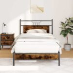 VidaXL Rám postele bez matraca tmavý dub 107x203 cm kompozitné drevo