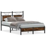 vidaXL Posteľný rám bez matraca dymový dub 120x200 cm kompozitné drevo – Obrázok 2